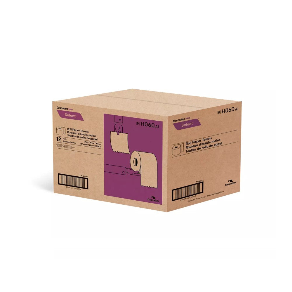 Cascades PRO Select® White Roll Paper Towels 600' X 12 Rolls/cs- H060