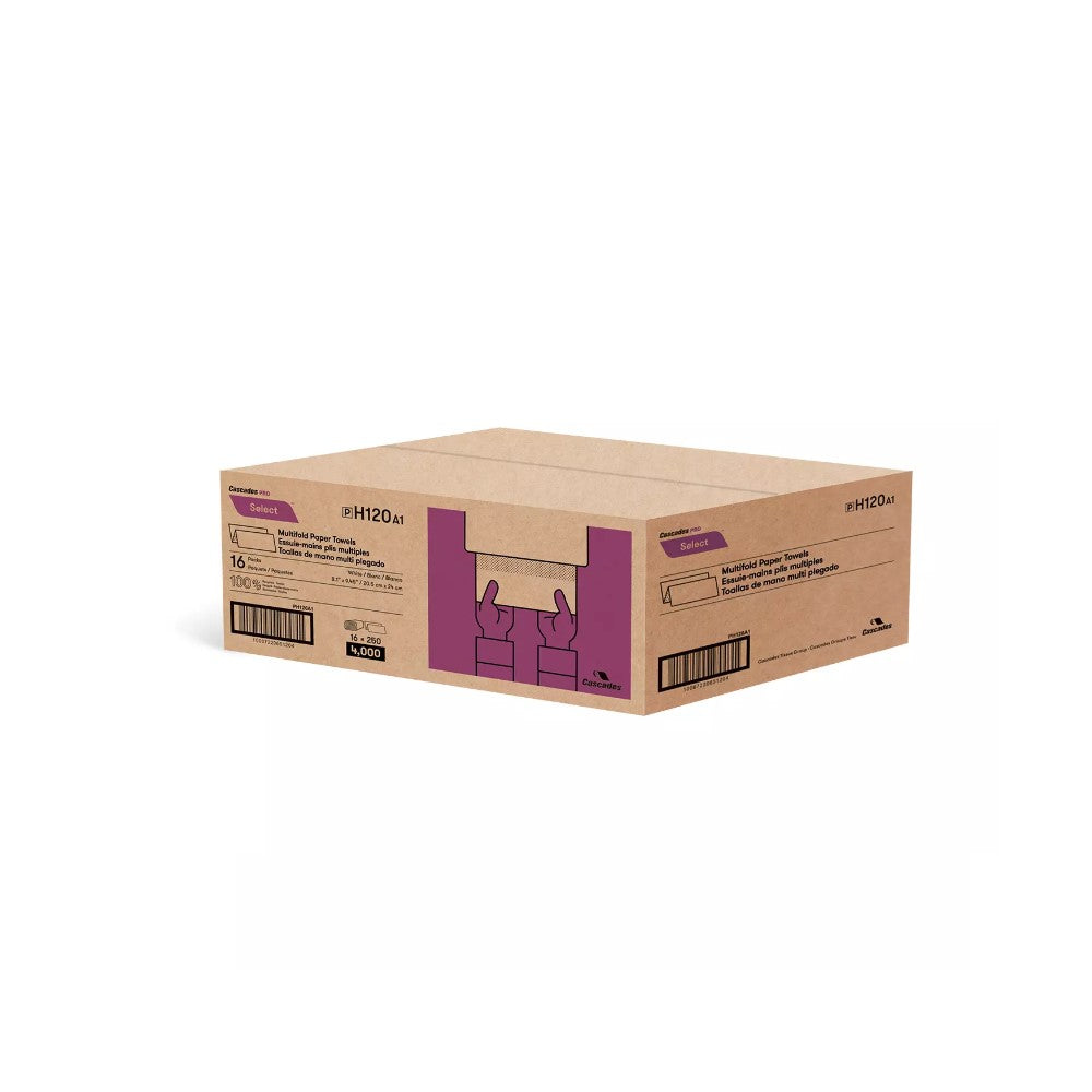 Cascades PRO Select® White MultiFold Paper Towels 250sh X 16 Packs/cs - H170