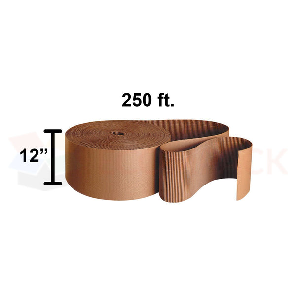 BOX USA 12" X 250' Single-Face Corrugated Roll In Kraft - Great For Packing & Protection