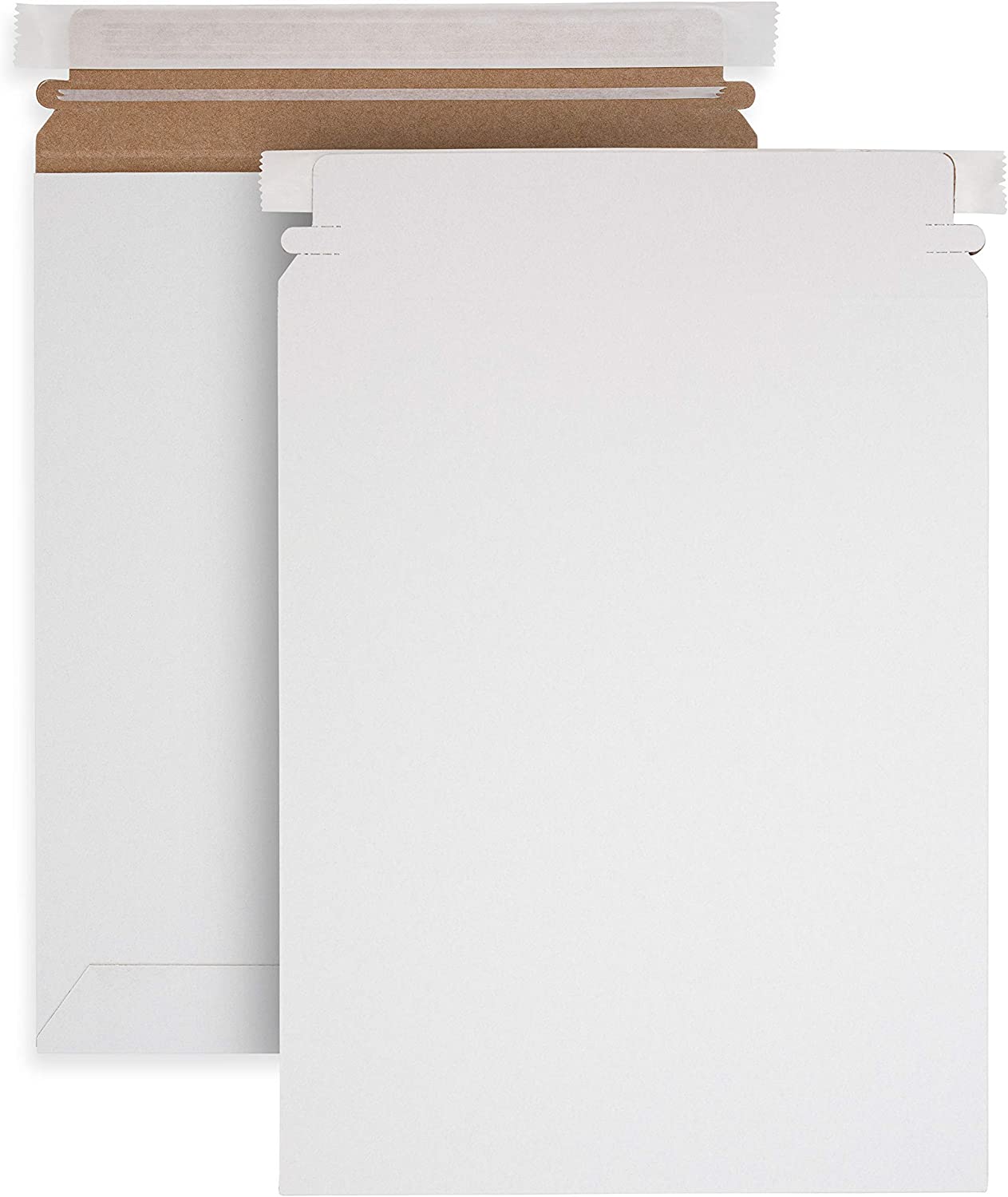 White Rigid Mailers / Stay Flat Mailers 9-3/4" x 12-1/2" Self-Seal (100/pk)