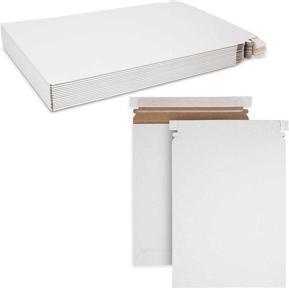 White Rigid Mailers / Stay Flat Mailers 9-3/4" x 12-1/2" Self-Seal (100/pk)
