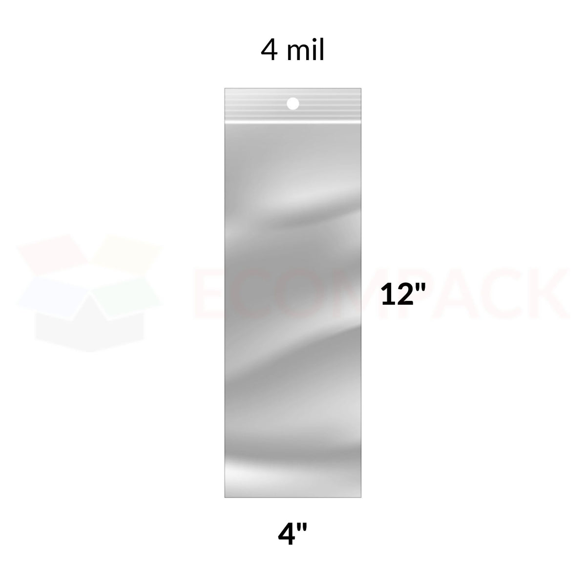 Reclosable Poly Bags 2mil Clear 4&quot; x 12&quot; 1000/bx