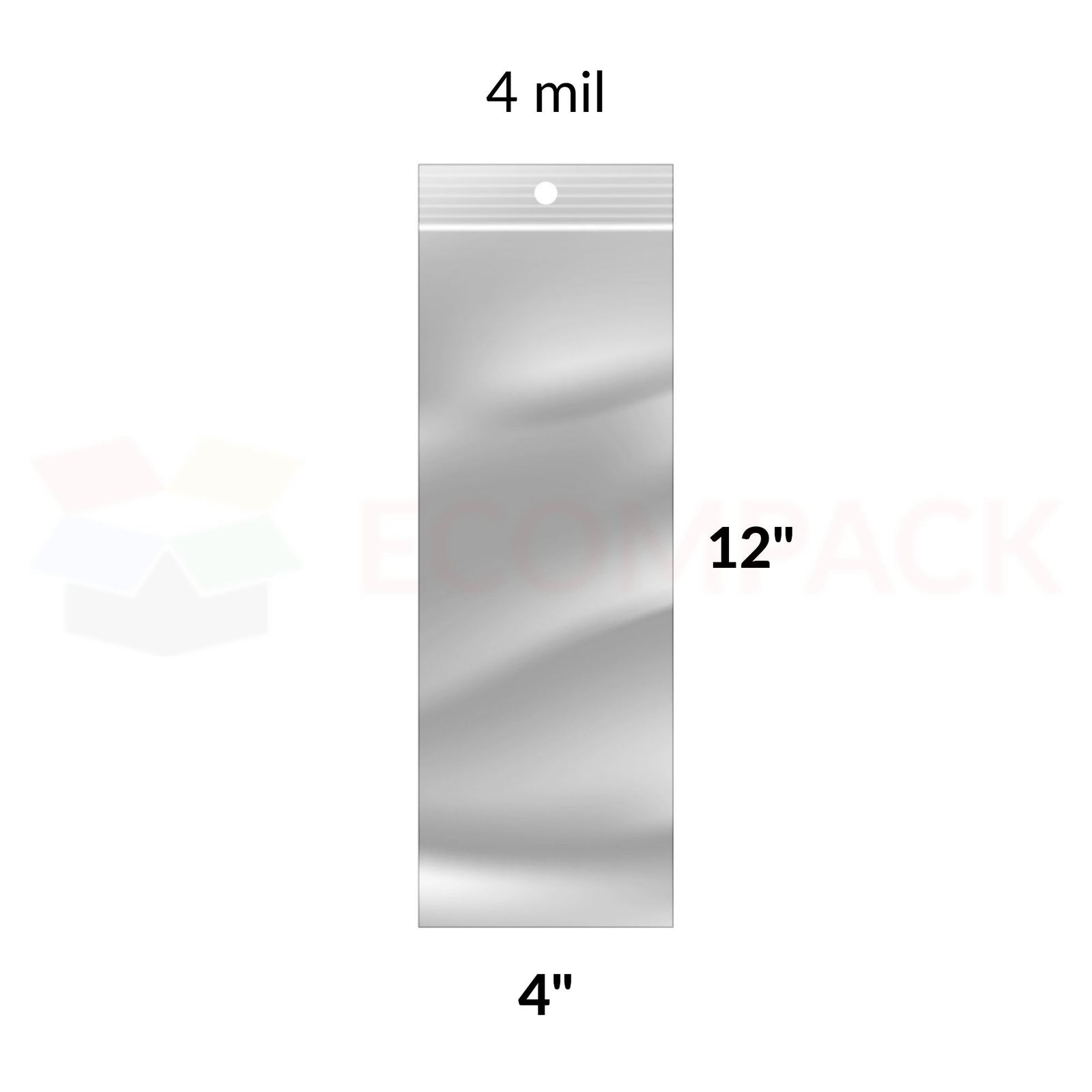 Reclosable Poly Bags 2mil Clear 4" x 12" 1000/bx