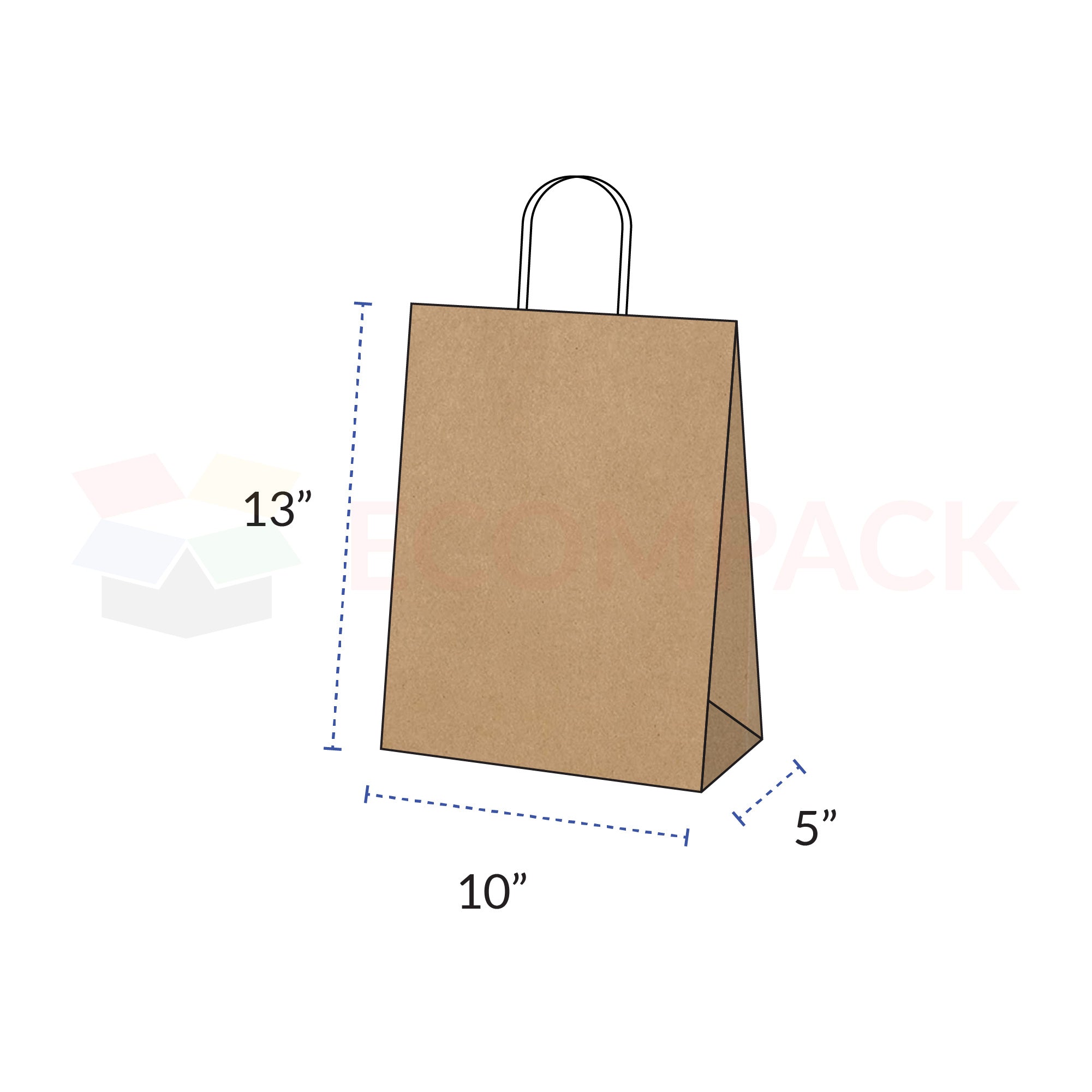CUSTOM PRINT - Kraft Bags 10 x 5 x 13 (100/cs)